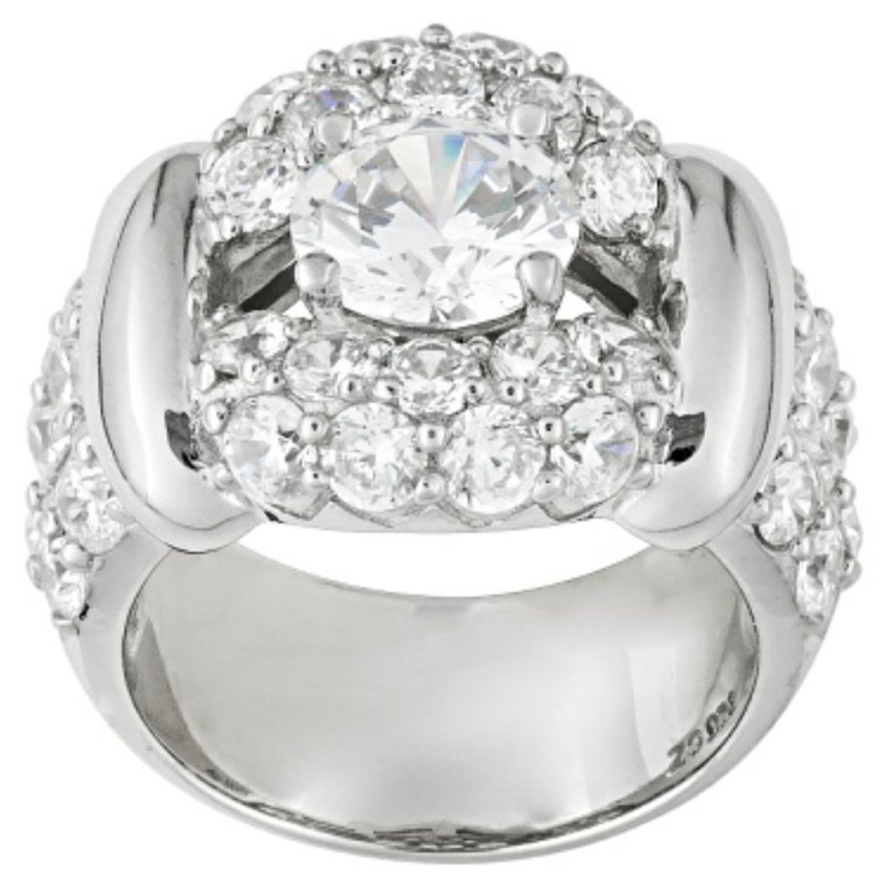 9.04ctw Rhodium Over Sterling Silver Ring